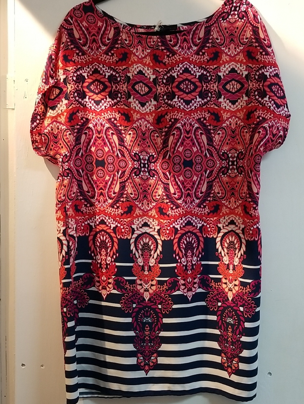 BeBop Pink and Navy Patterned Shift Dress